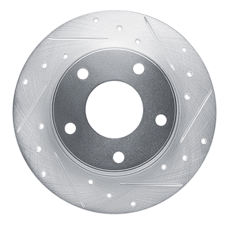 Nissan SENTRA Brake Rotor (1) - Rear Right - R1 Concepts - Drilled & Slotted - Silver - `20-`25